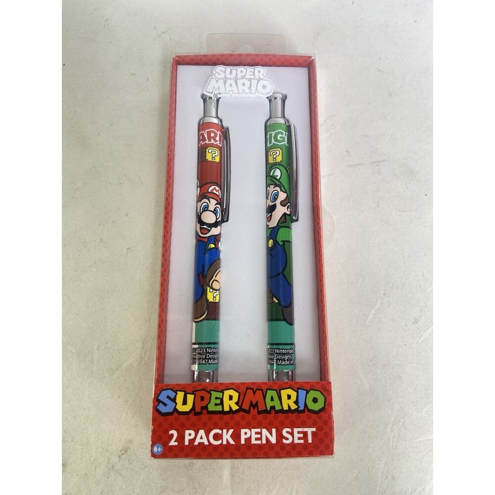 Nintendo Super Mario Luigi 2 Pack Pen Set NEW in package